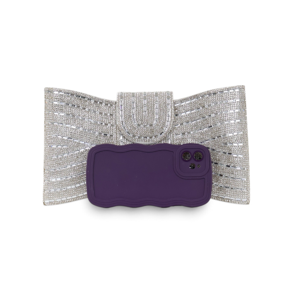 Bolsa Carteira Envelope Strass Prata