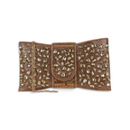 Bolsa Carteira Envelope Strass Dourado Escuro