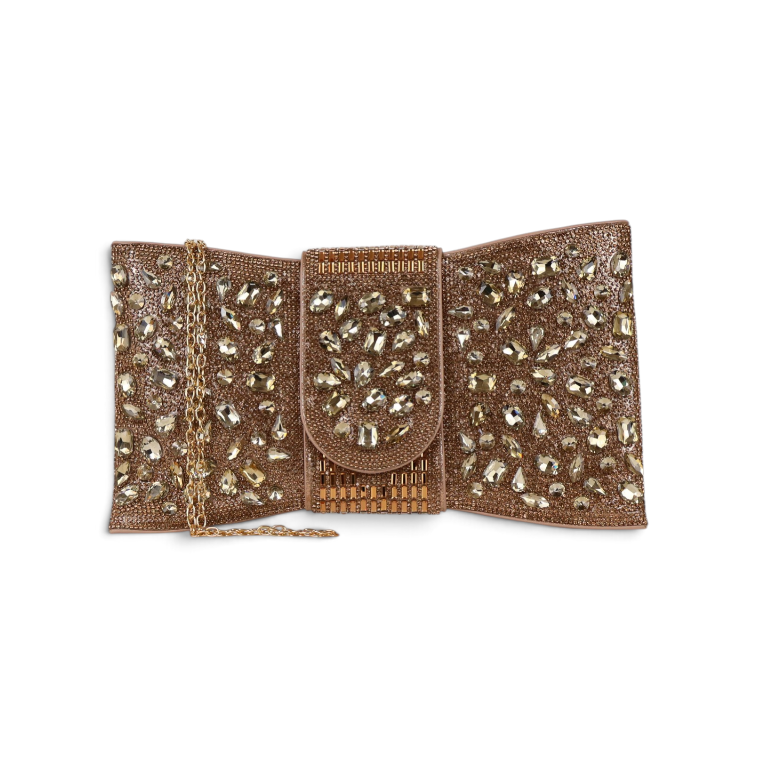 Bolsa Carteira Envelope Strass Dourado Escuro