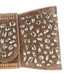Bolsa Carteira Envelope Strass Dourado Escuro