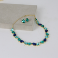 Kit Colar e Brinco Turquesa e Azul