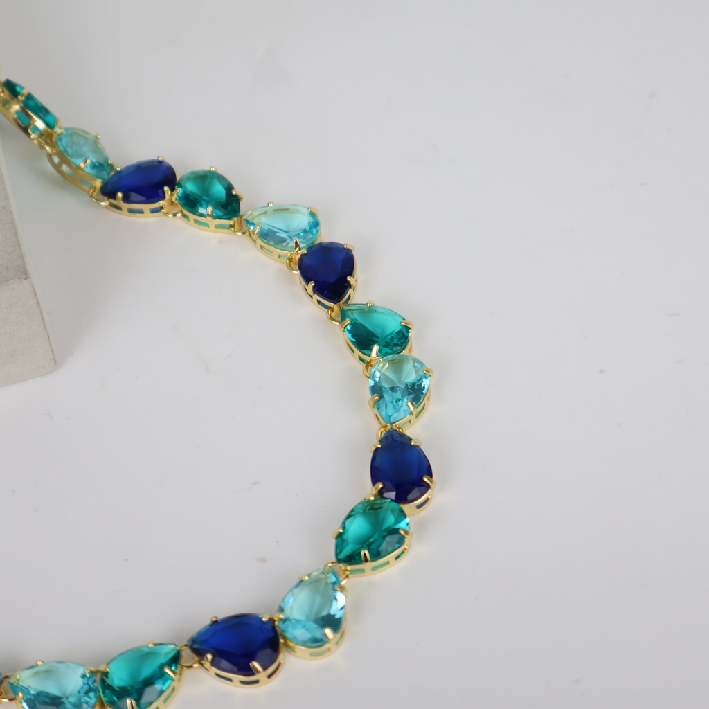 Kit Colar e Brinco Turquesa e Azul