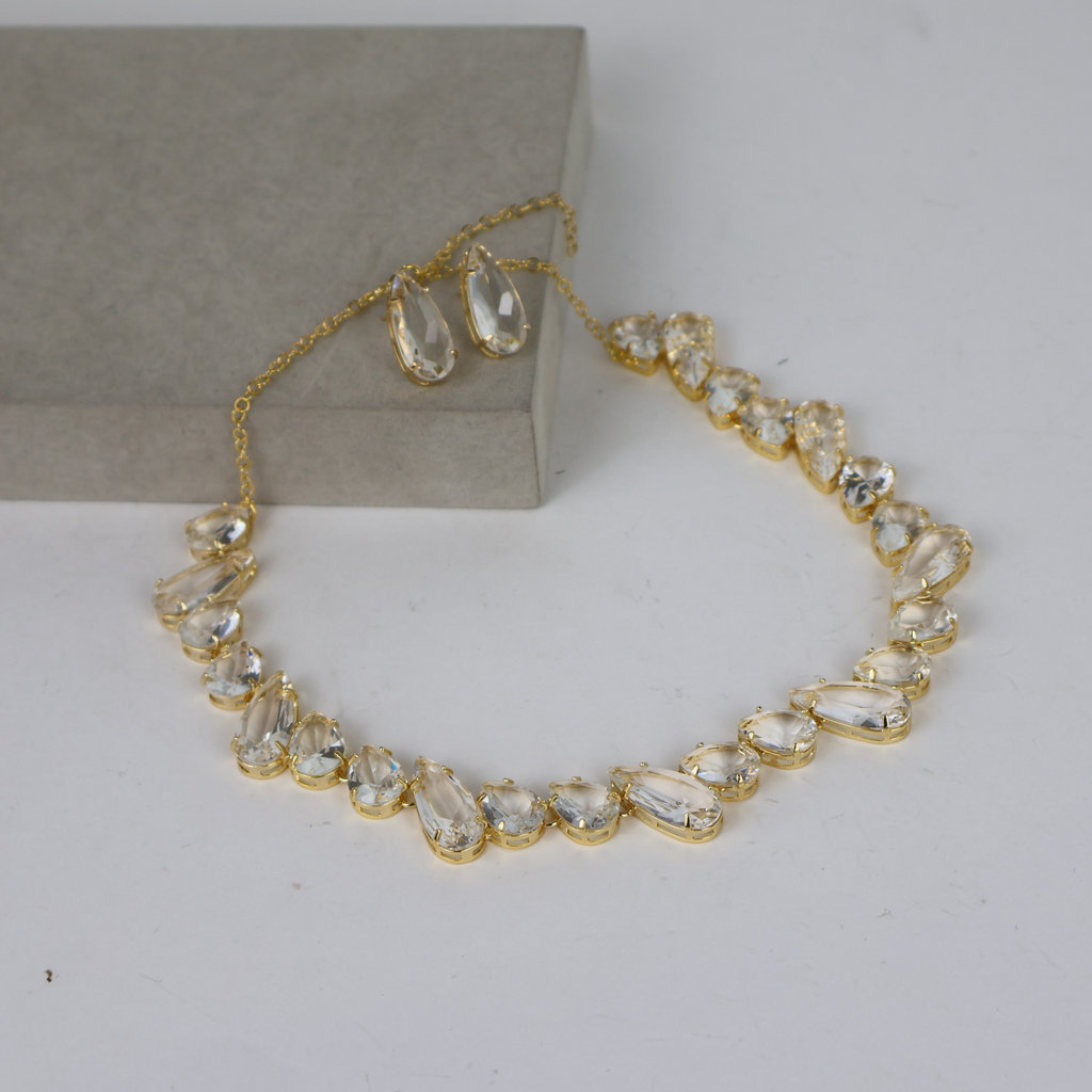 Kit Colar e Brinco Dourado