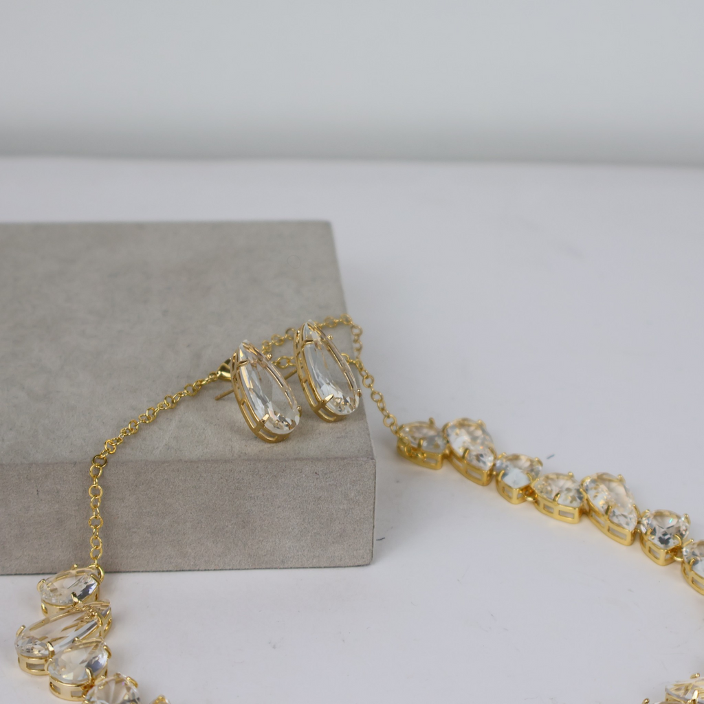 Kit Colar e Brinco Dourado