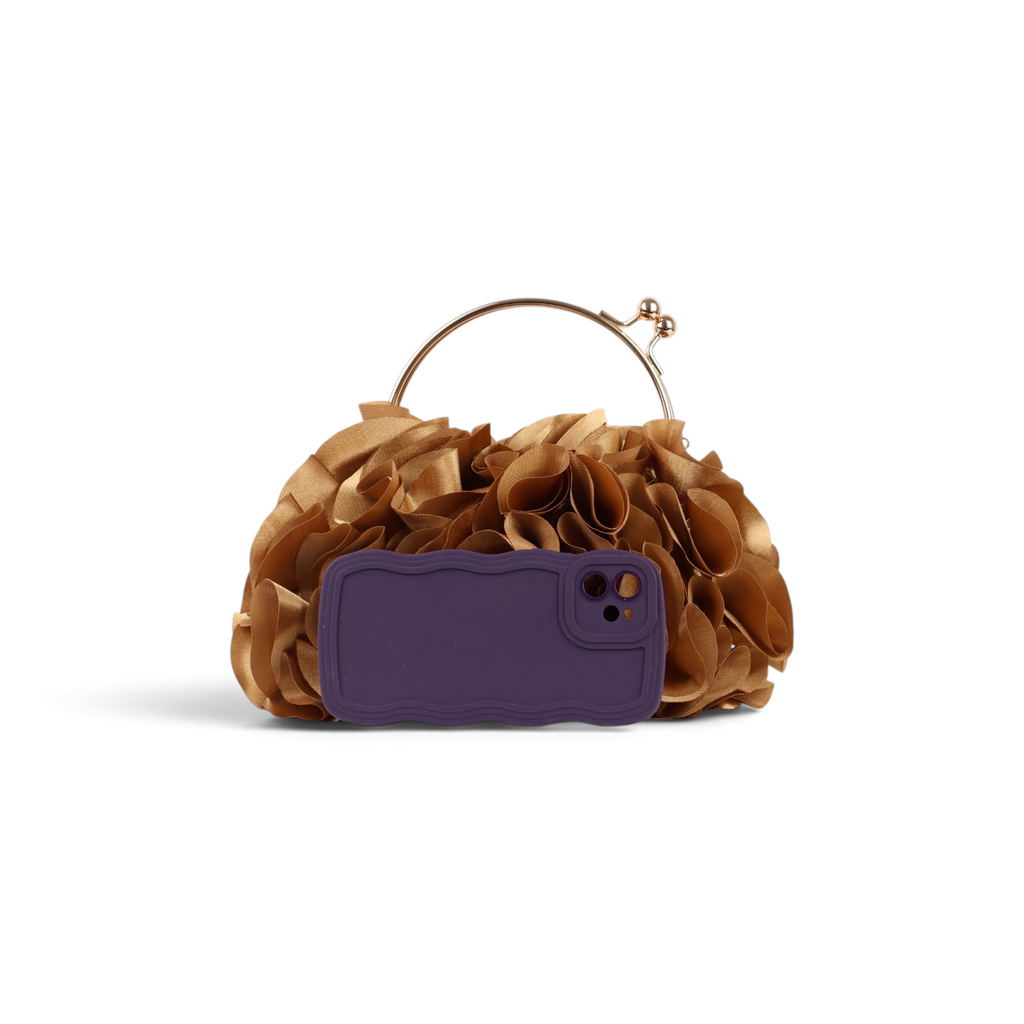 Bolsa Top Handle Babados Caramelo