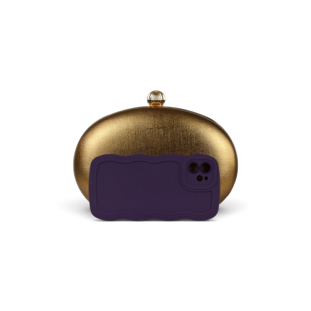 Bolsa de Festa Clutch Oval Ouro Velho