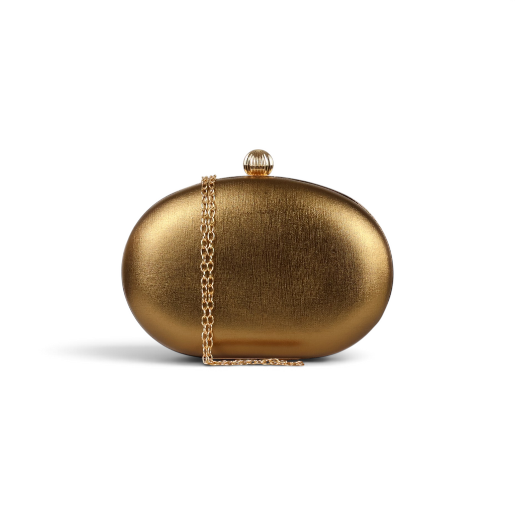 Bolsa de Festa Clutch Oval Ouro Velho
