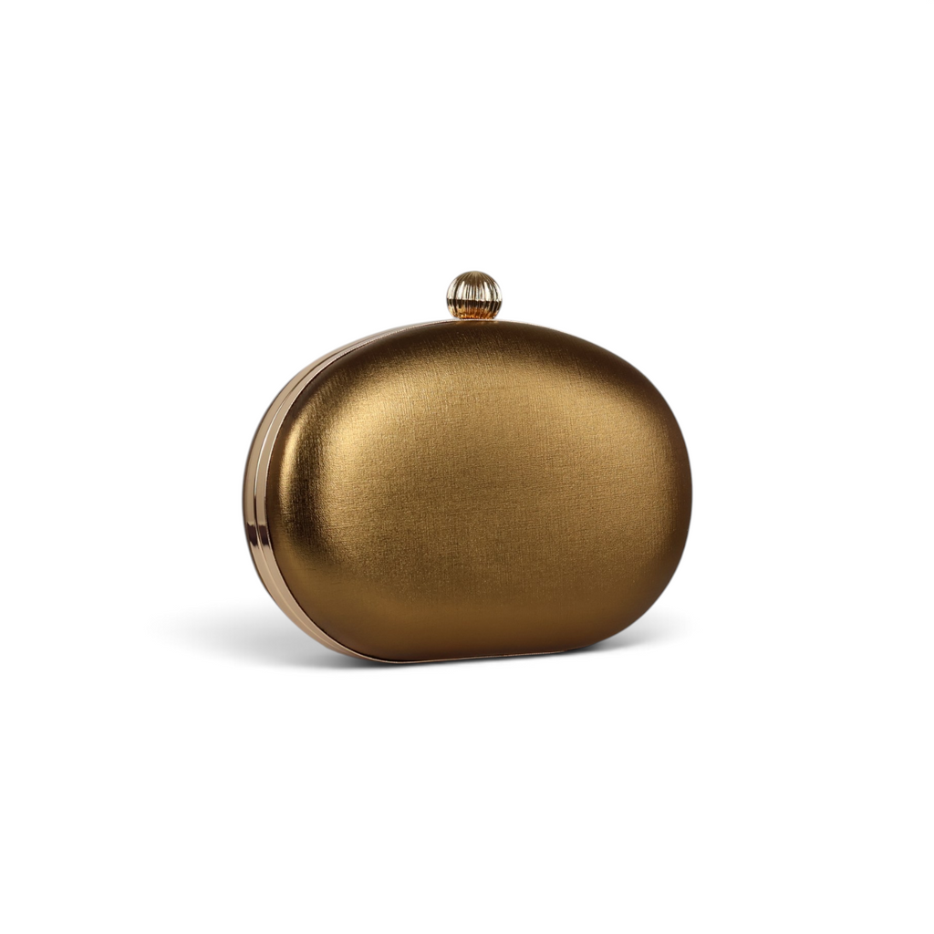 Bolsa de Festa Clutch Oval Ouro Velho