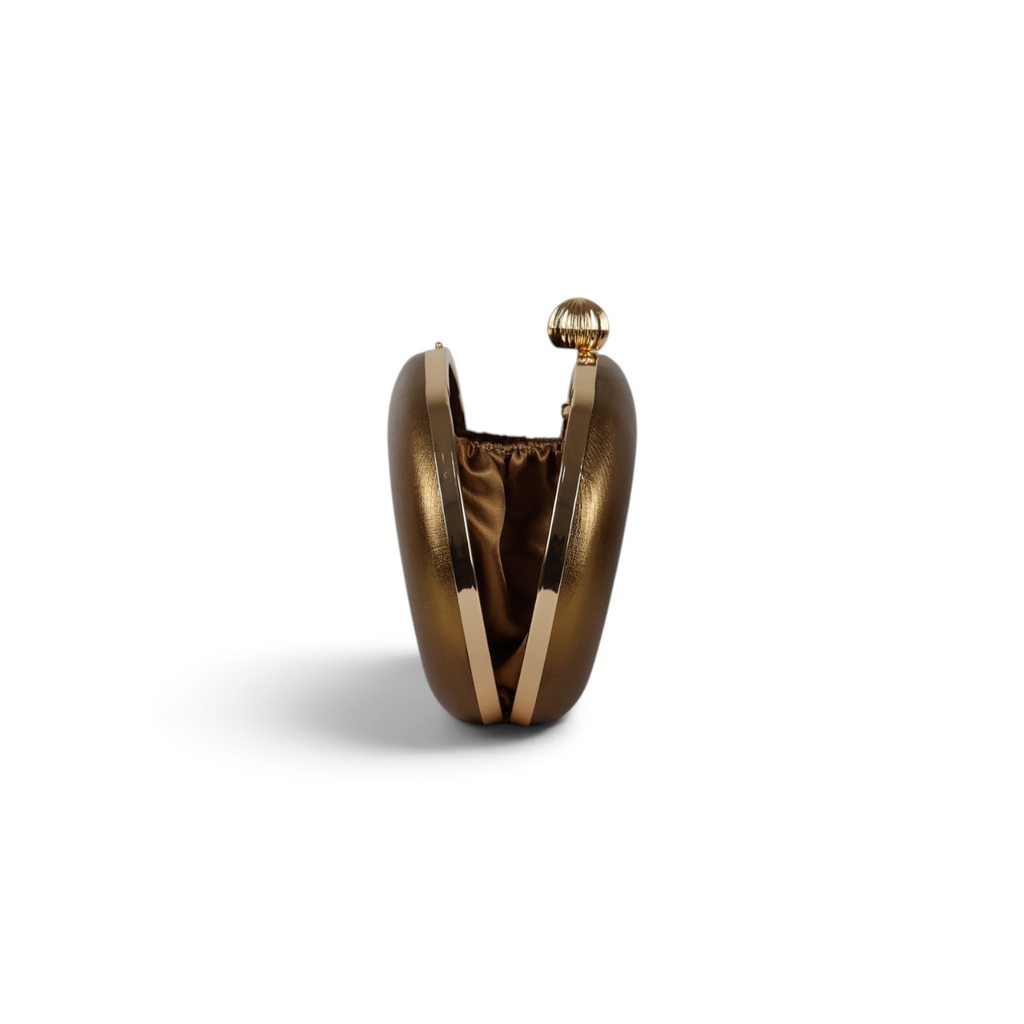 Bolsa de Festa Clutch Oval Ouro Velho
