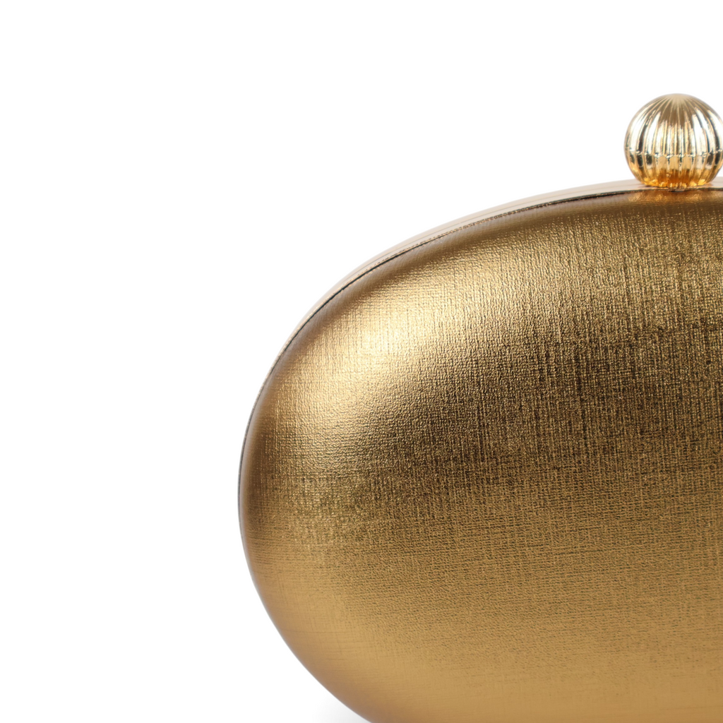 Bolsa de Festa Clutch Oval Ouro Velho