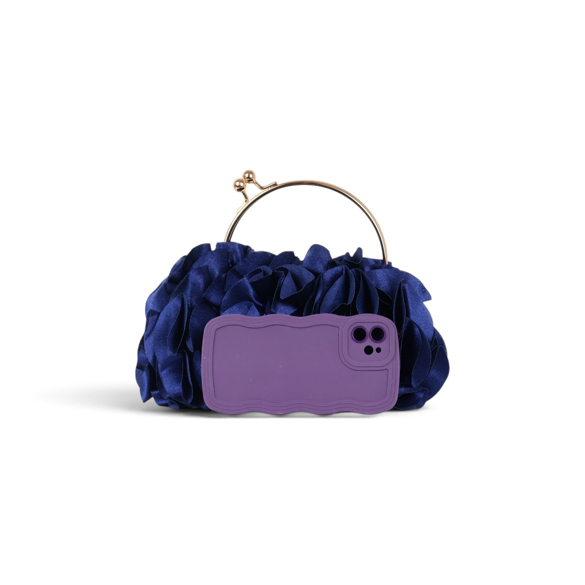 Bolsa Top Handle Babados Azul Marinho