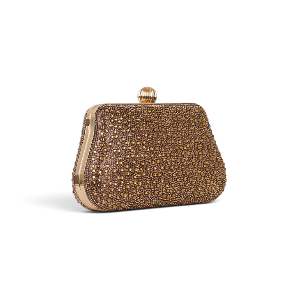 Bolsa Clutch Festa Pedraria Rosê Gold