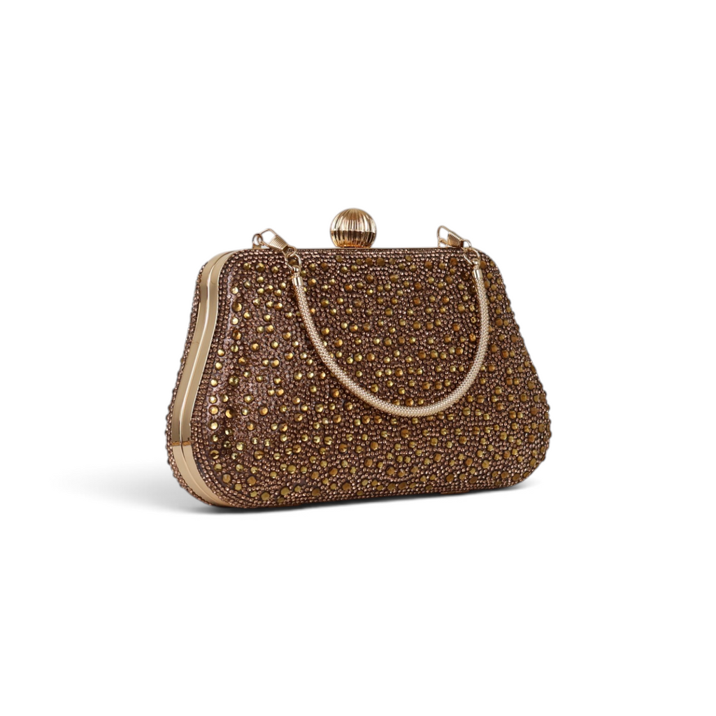 Bolsa Clutch Festa Pedraria Rosê Gold