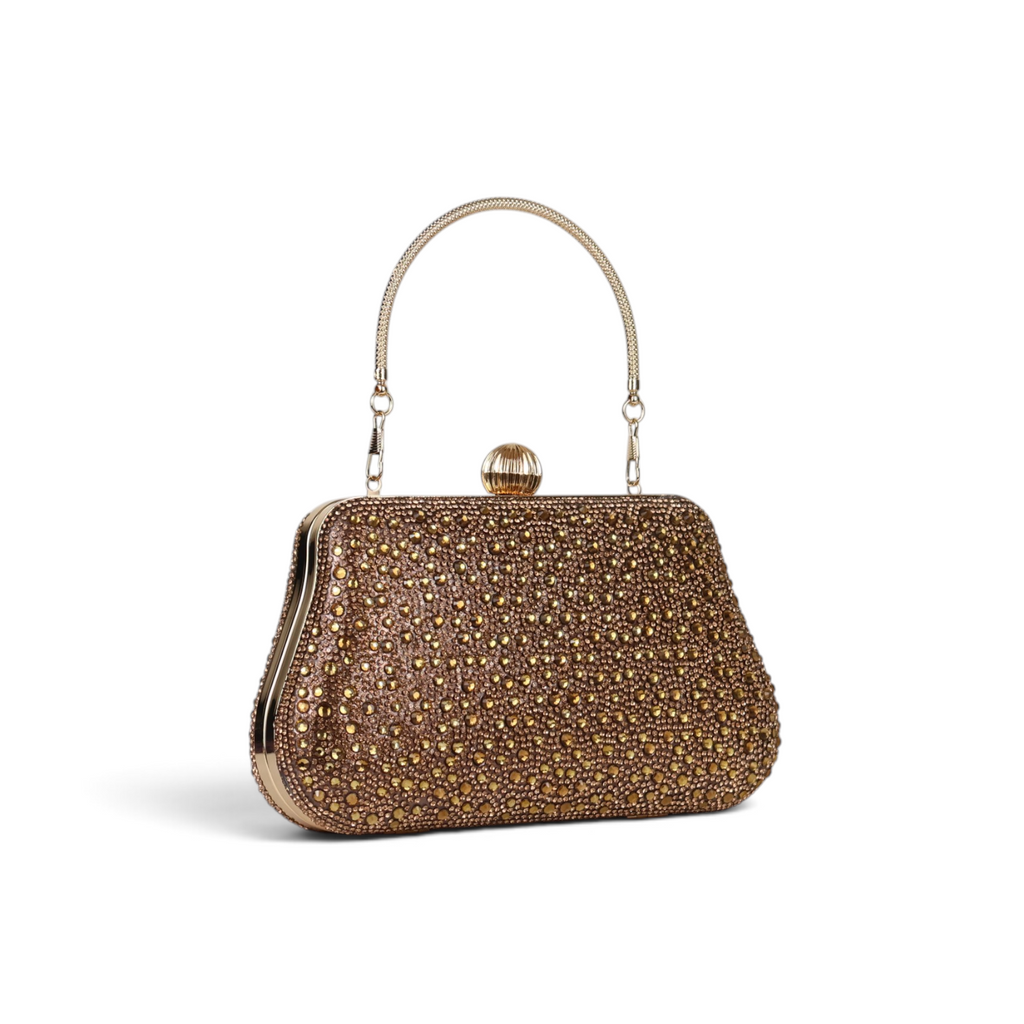 Bolsa Clutch Festa Pedraria Rosê Gold
