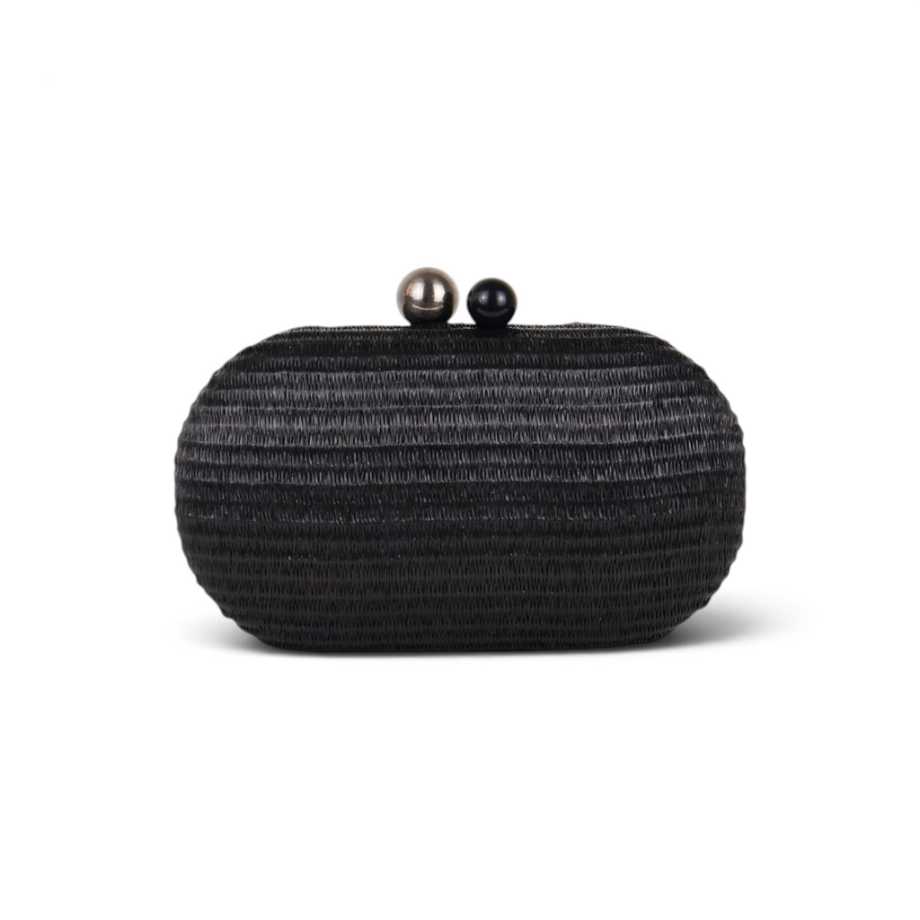 Bolsa Clutch Festa Oval Palha Preta