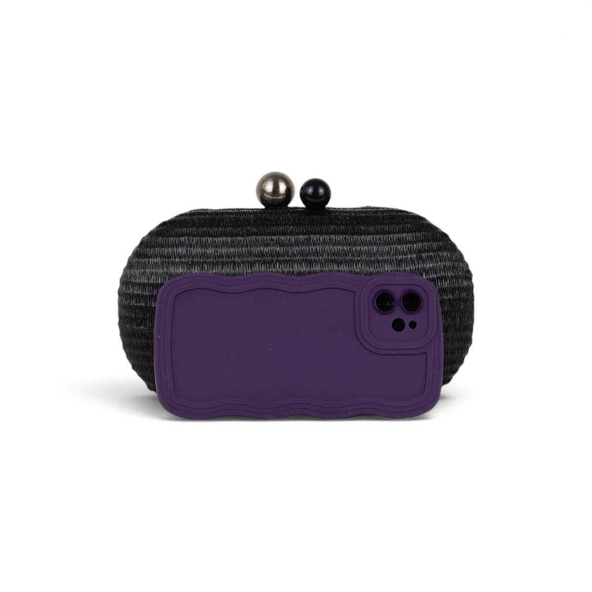 Bolsa Clutch Festa Oval Palha Preta