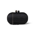 Bolsa Clutch Festa Oval Palha Preta