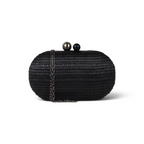 Bolsa Clutch Festa Oval Palha Preta