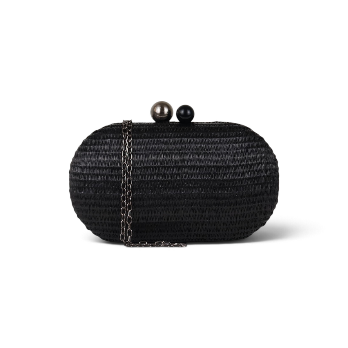Bolsa Clutch Festa Oval Palha Preta