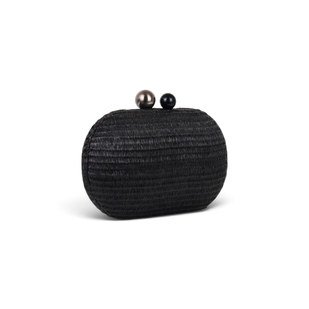 Bolsa Clutch Festa Oval Palha Preta