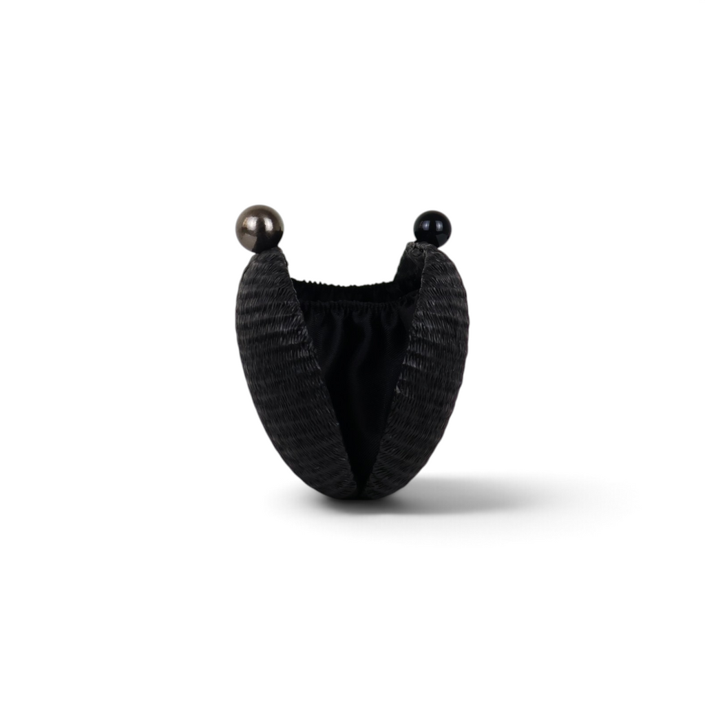 Bolsa Clutch Festa Oval Palha Preta