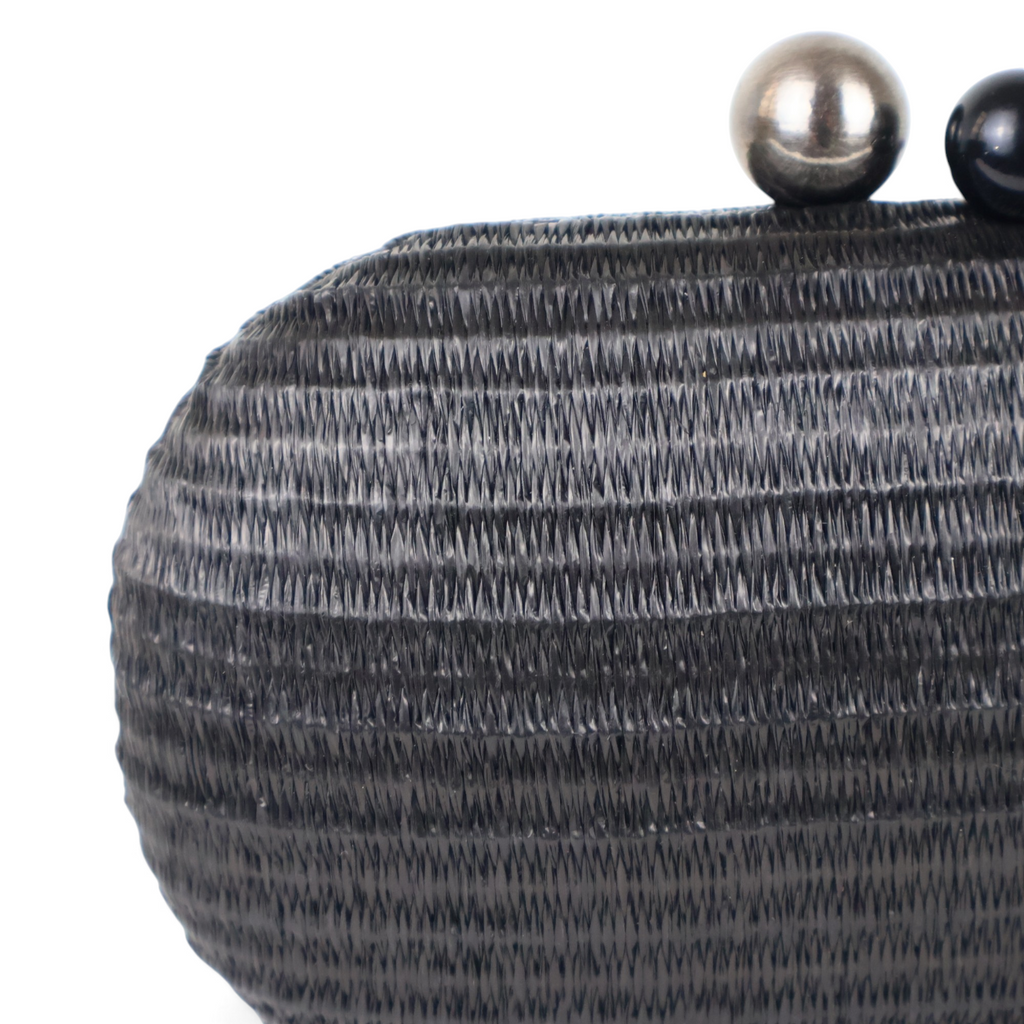 Bolsa Clutch Festa Oval Palha Preta