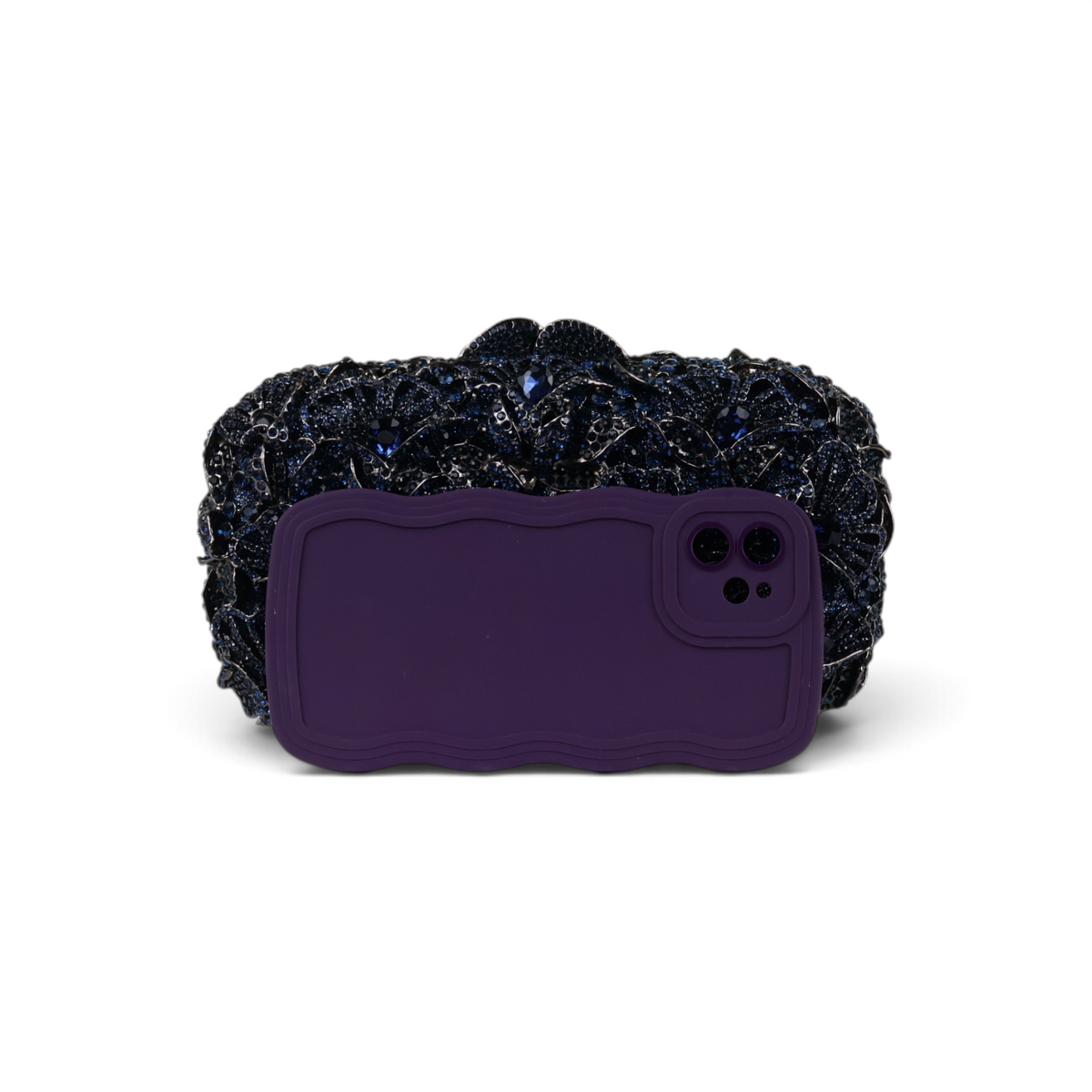 Bolsa Festa Clutch Pedraria Strass Azul Marinho
