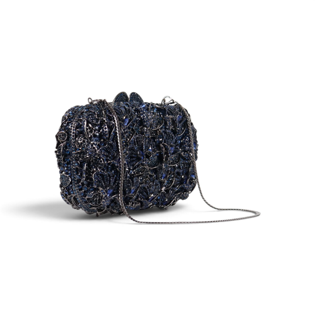 Bolsa Festa Clutch Pedraria Strass Azul Marinho