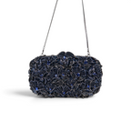 Bolsa Festa Clutch Pedraria Strass Azul Marinho