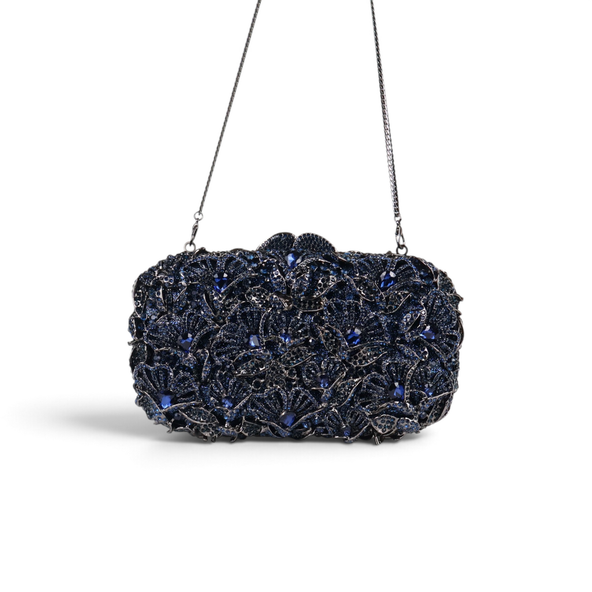 Bolsa Festa Clutch Pedraria Strass Azul Marinho