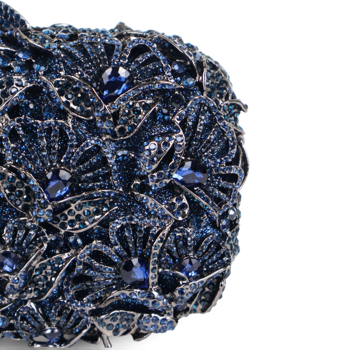 Bolsa Festa Clutch Pedraria Strass Azul Marinho