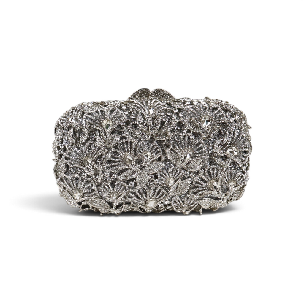 Bolsa Festa Clutch Pedraria Strass Prata