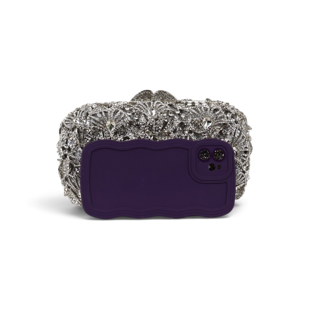 Bolsa Festa Clutch Pedraria Strass Prata