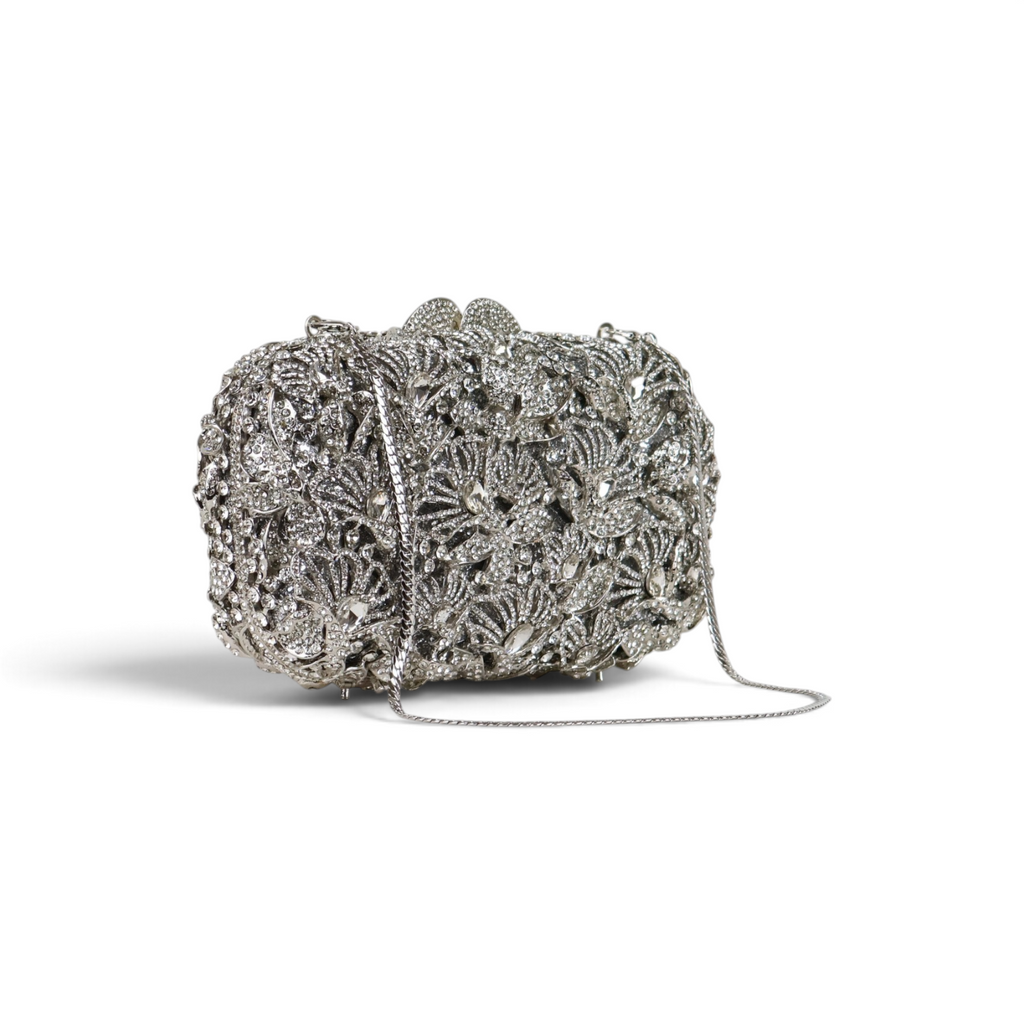 Bolsa Festa Clutch Pedraria Strass Prata