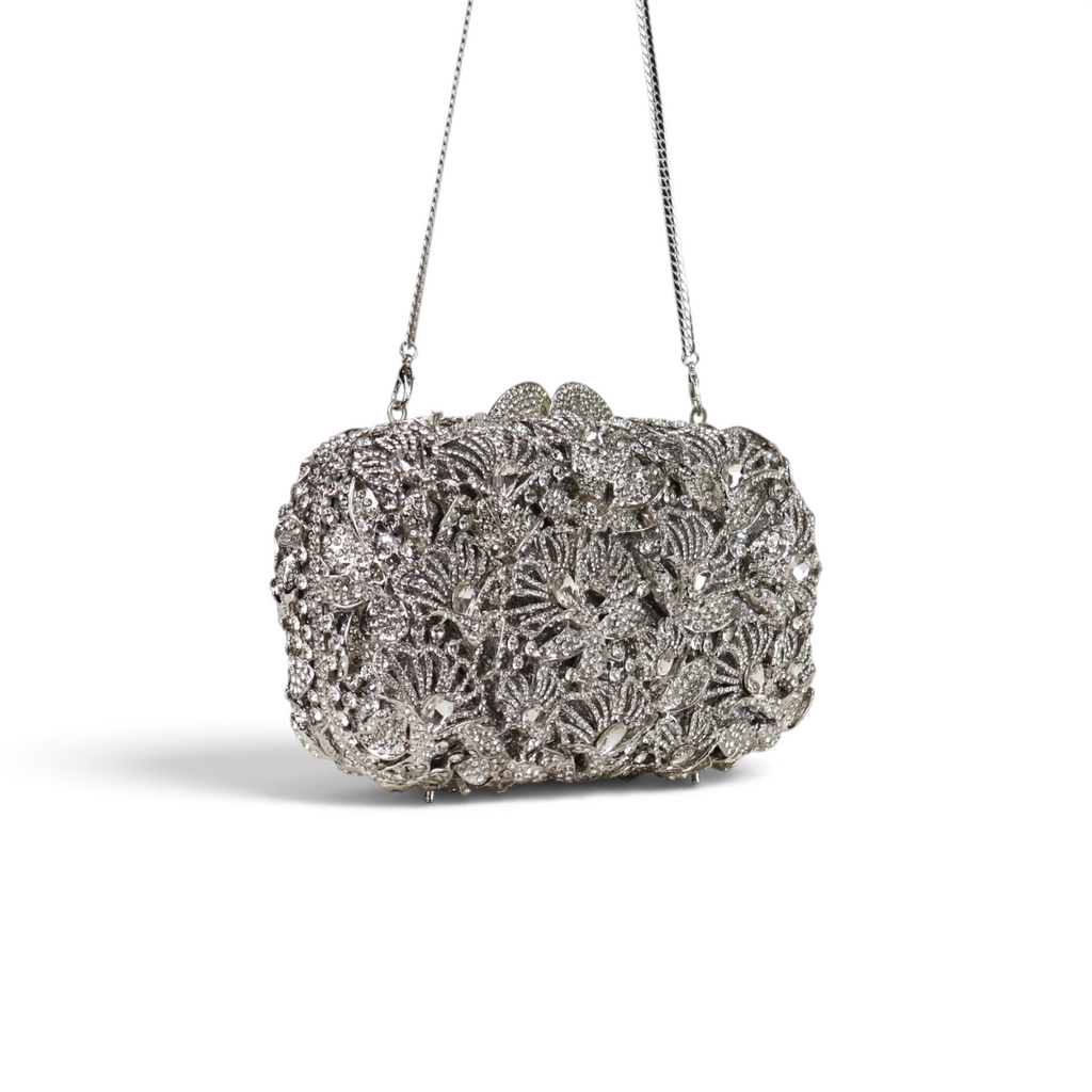Bolsa Festa Clutch Pedraria Strass Prata