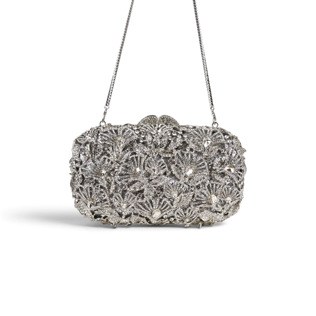 Bolsa Festa Clutch Pedraria Strass Prata