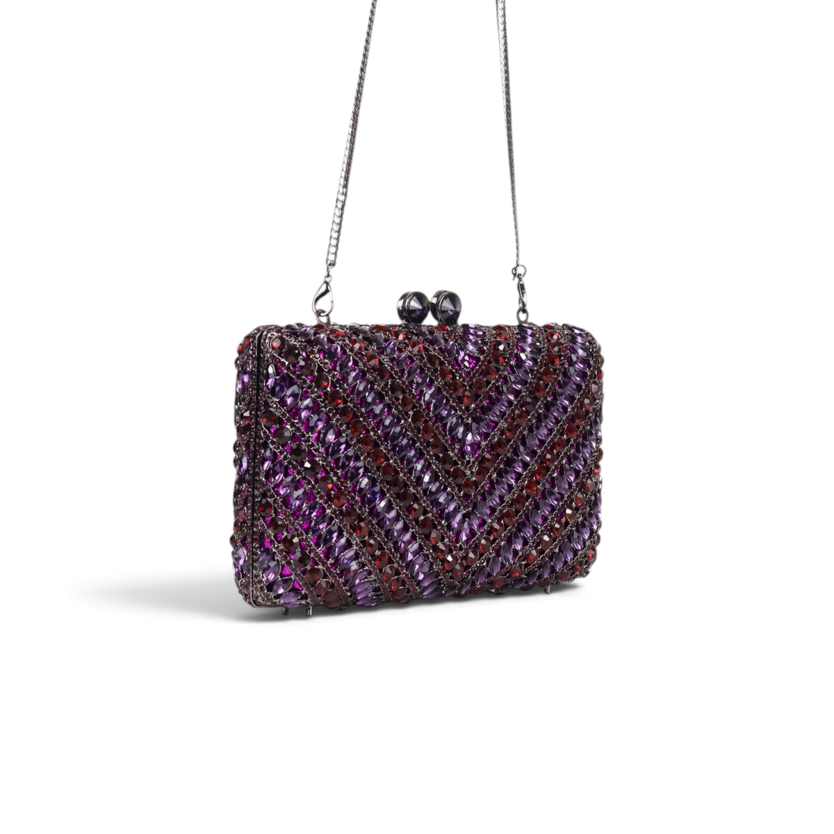 Bolsa Festa Clutch Pedraria Strass Roxa