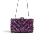 Bolsa Festa Clutch Pedraria Strass Roxa
