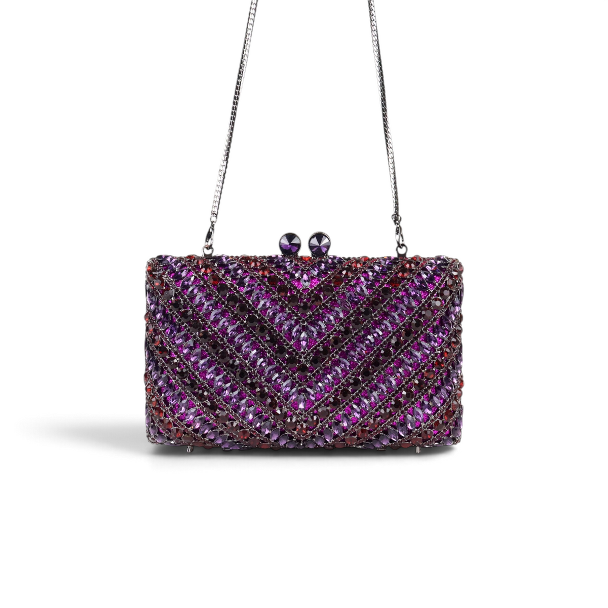 Bolsa Festa Clutch Pedraria Strass Roxa