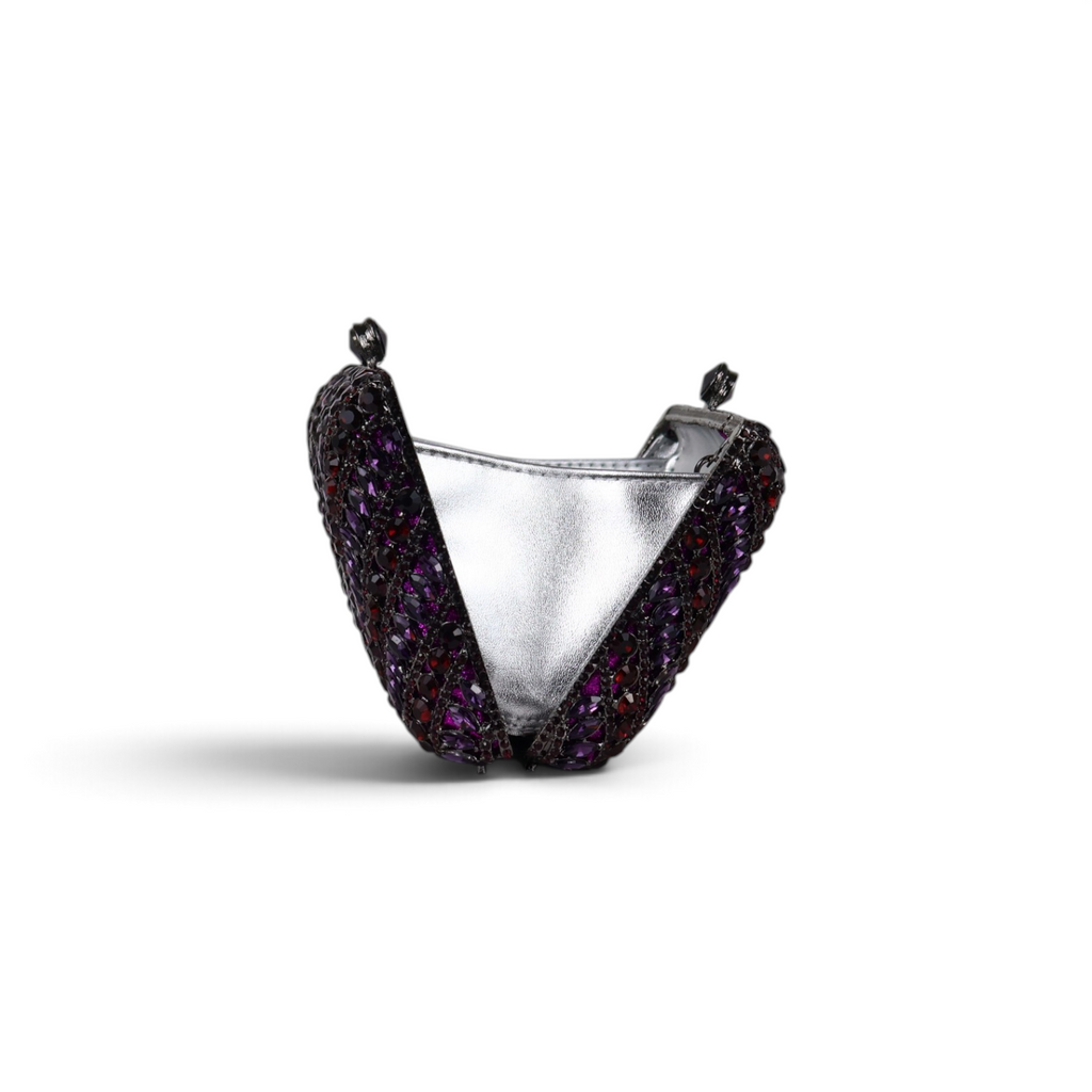 Bolsa Festa Clutch Pedraria Strass Roxa