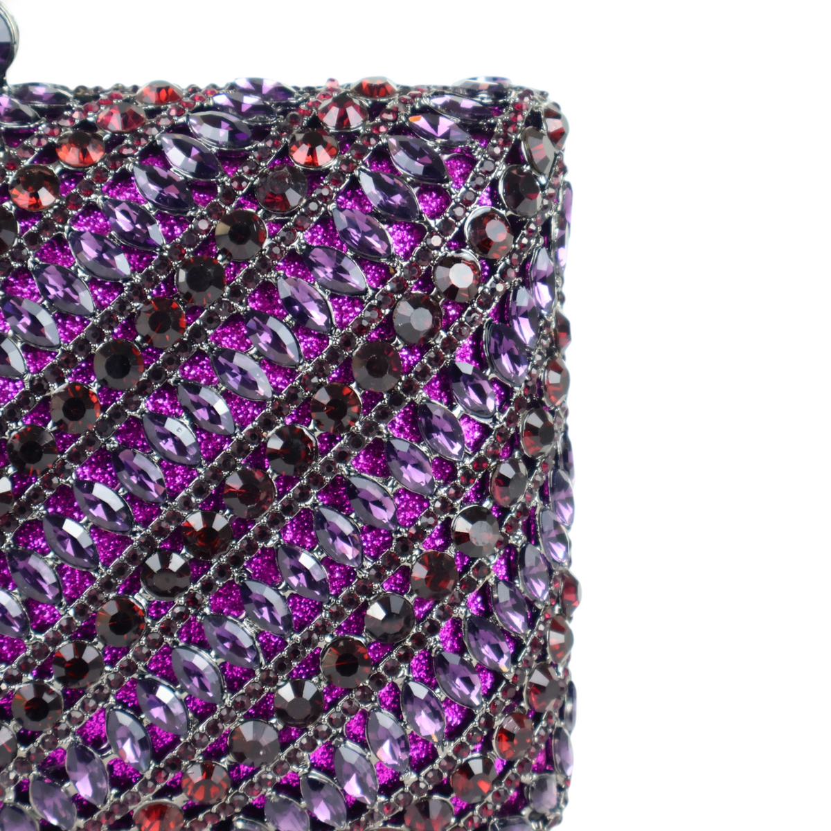 Bolsa Festa Clutch Pedraria Strass Roxa