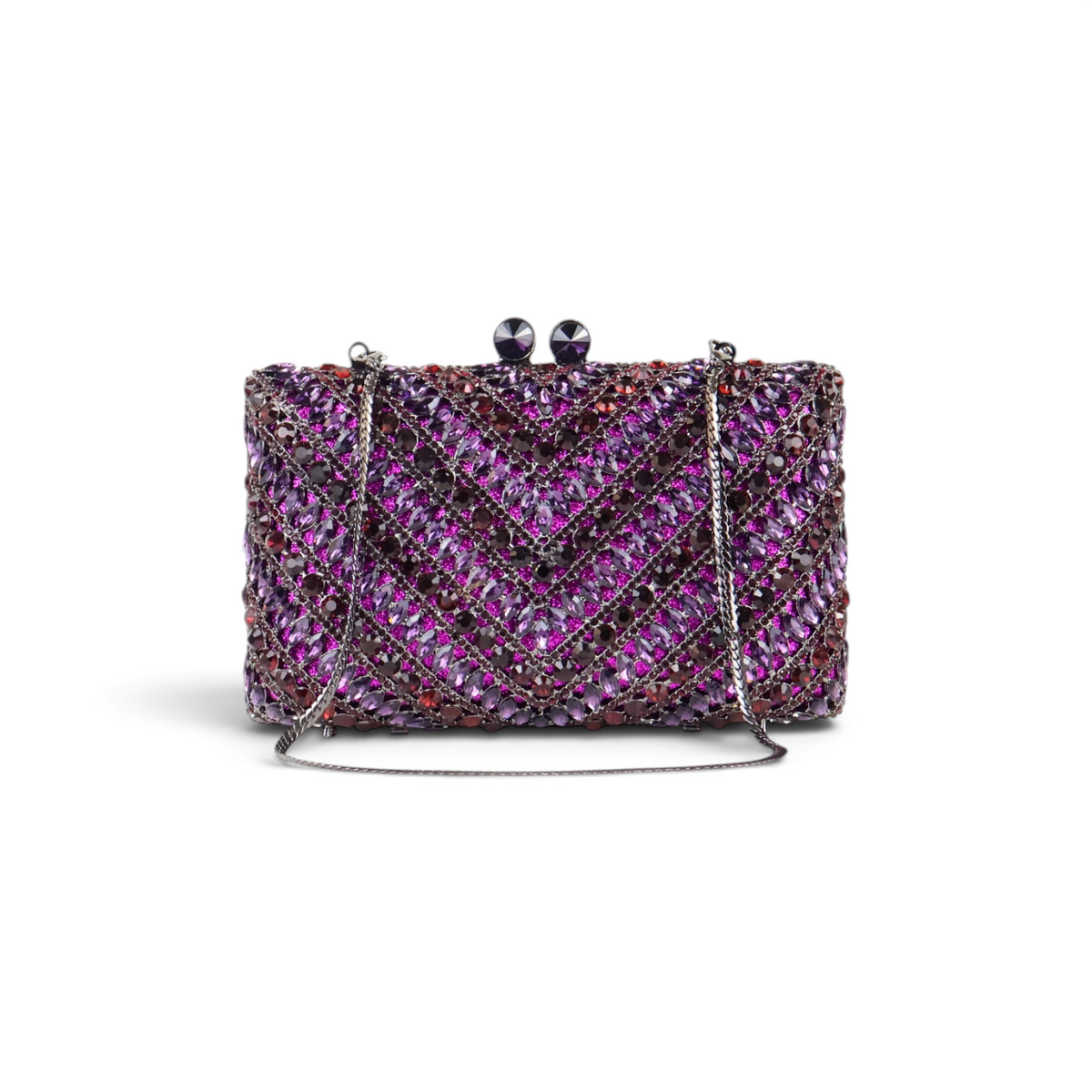 Bolsa Festa Clutch Pedraria Strass Roxa