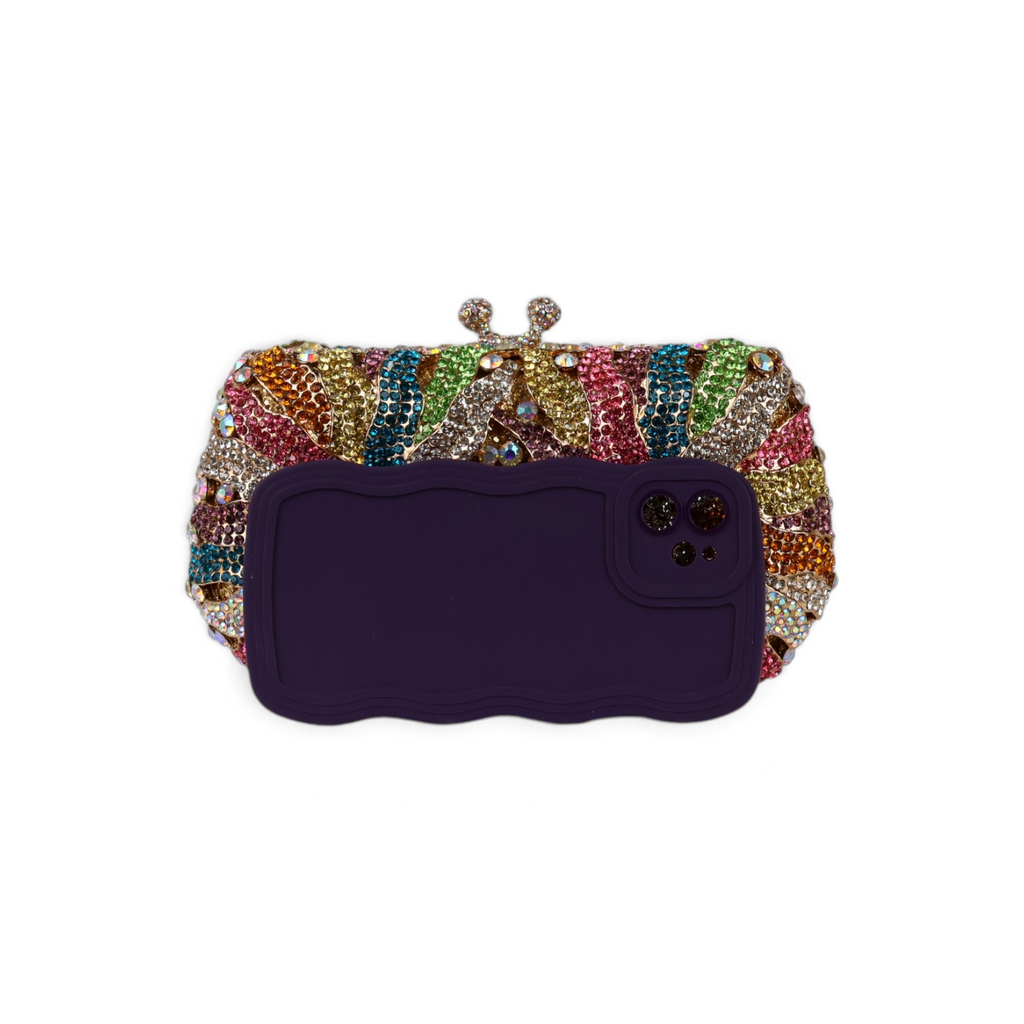 Bolsa Festa Clutch Pedraria Strass Colorida