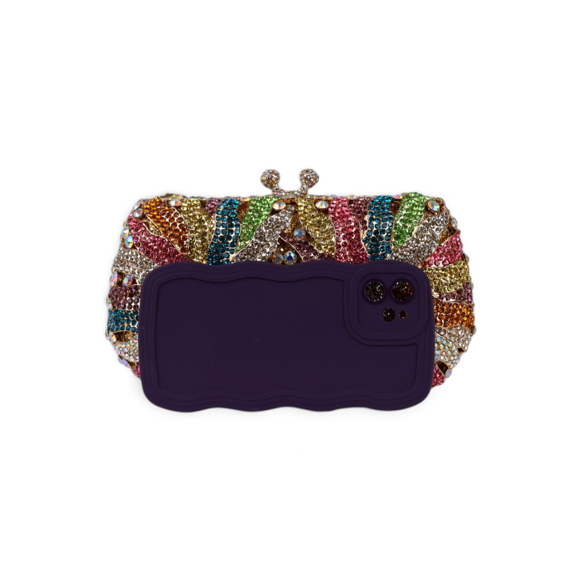 Bolsa Festa Clutch Pedraria Strass Colorida
