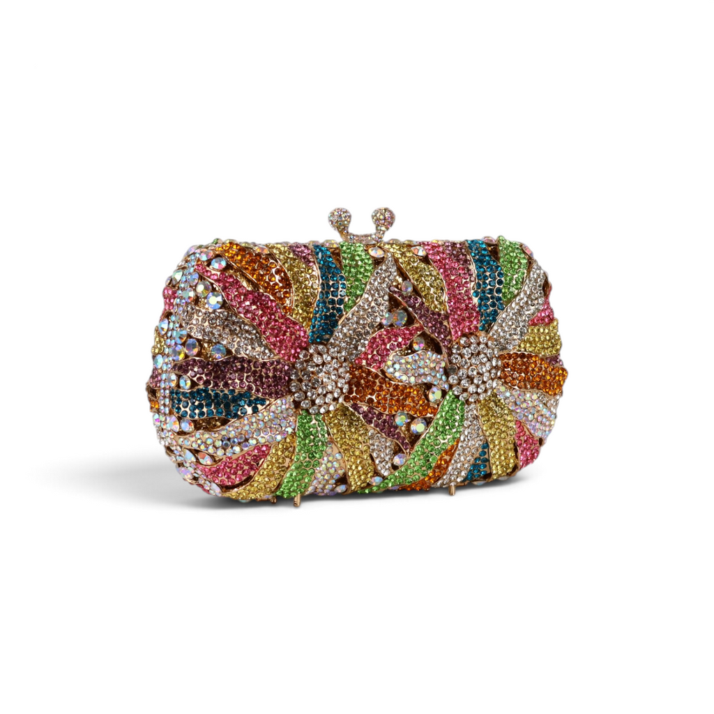 Bolsa Festa Clutch Pedraria Strass Colorida