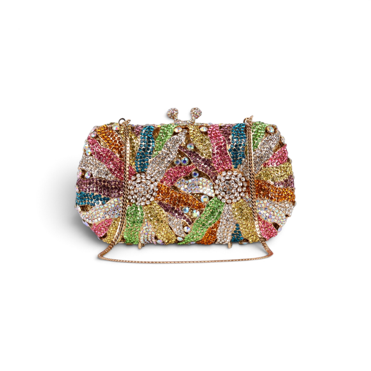 Bolsa Festa Clutch Pedraria Strass Colorida