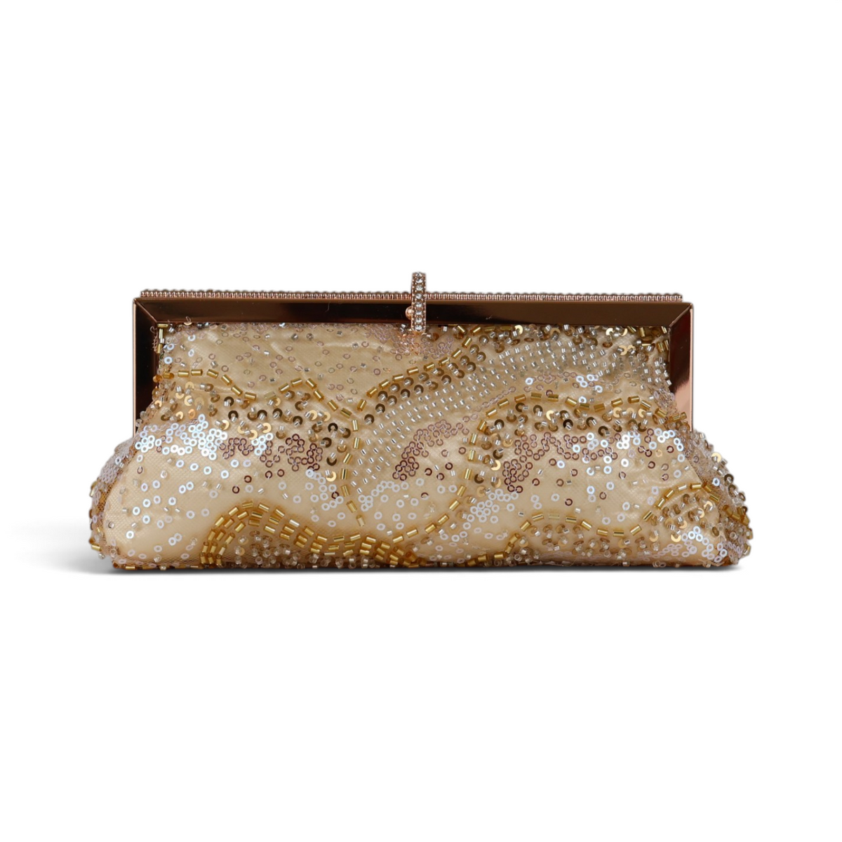 Bolsa Pouch Bordada Dourada