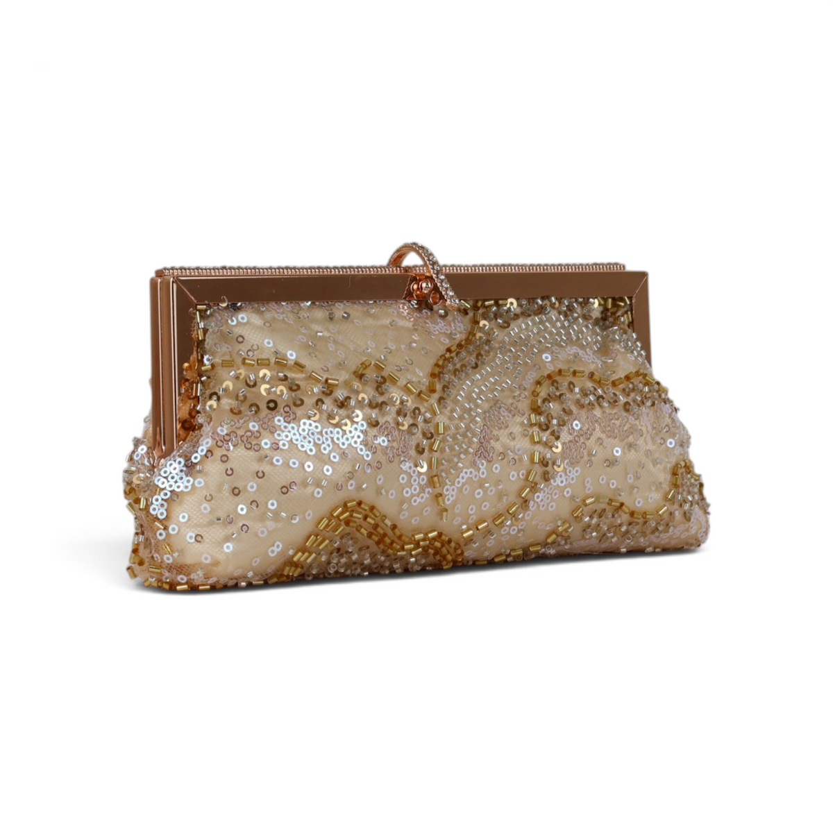 Bolsa Pouch Bordada Dourada