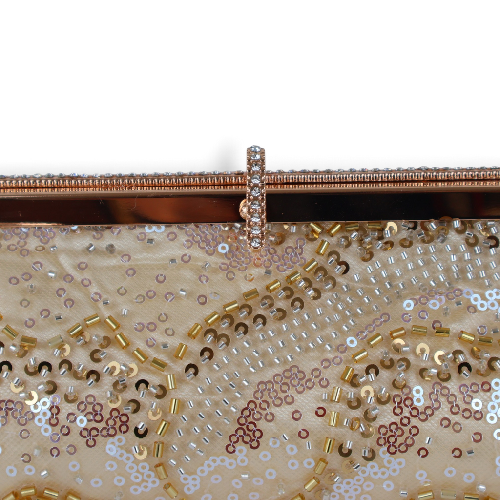 Bolsa Pouch Bordada Dourada