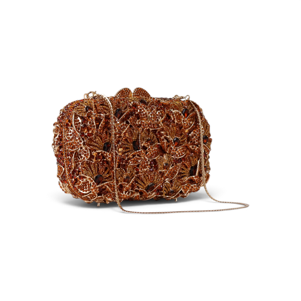 Bolsa Festa Clutch Pedraria Strass Laranja Âmbar